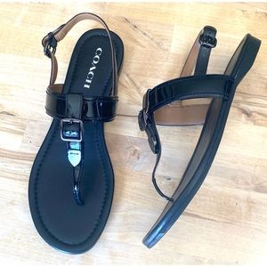 Coach Cassidy Black Patent Leather Sandal Size 9